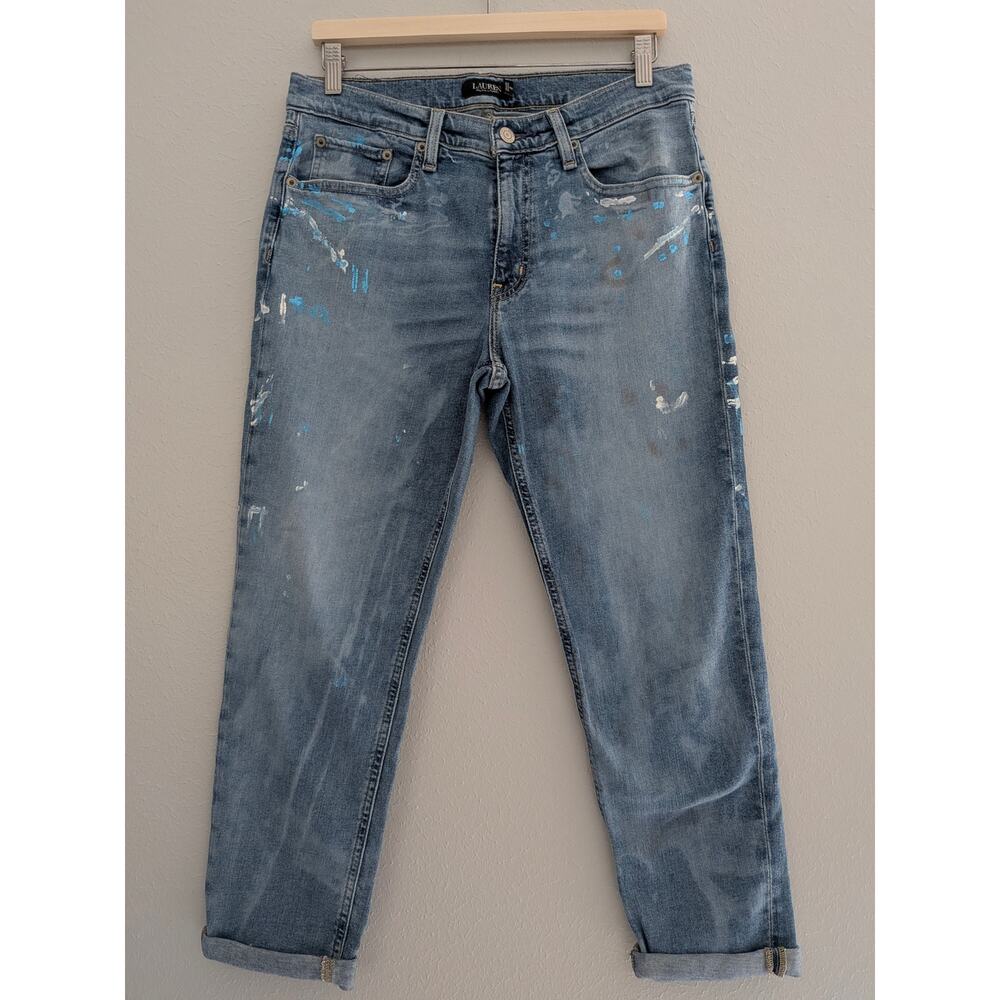 Lauren Ralph Lauren Jeans Paint Splatter Distressed Comfort Stretch Size 8 - Picture 3 of 9